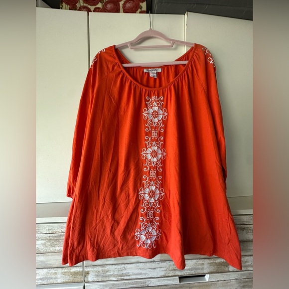 Roaman's Tops - ✨ Roamans 2X Orange Embroidered Tunic Boho Peasant Top